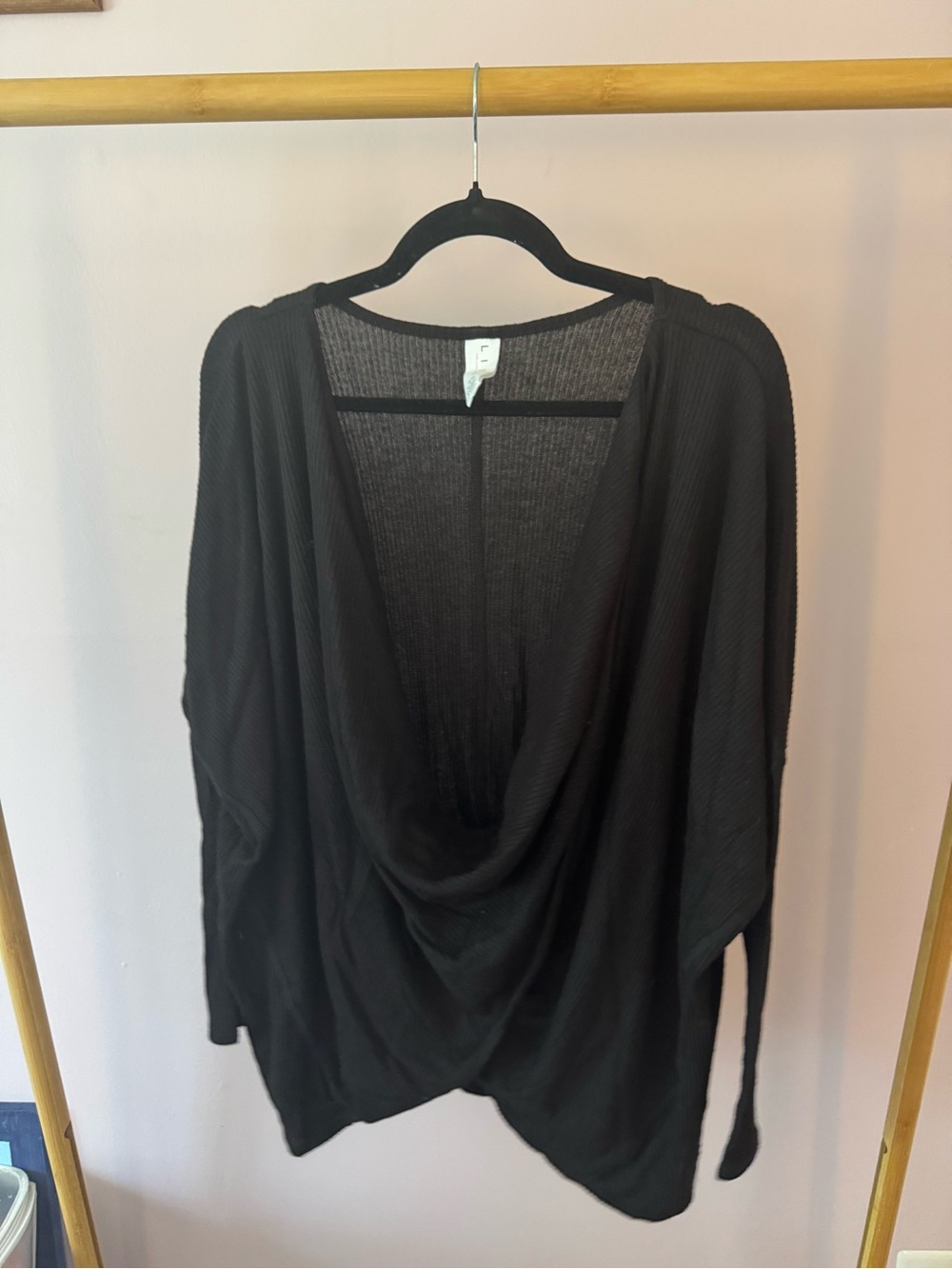 Livi Active Black Draped Front Knit Sweater